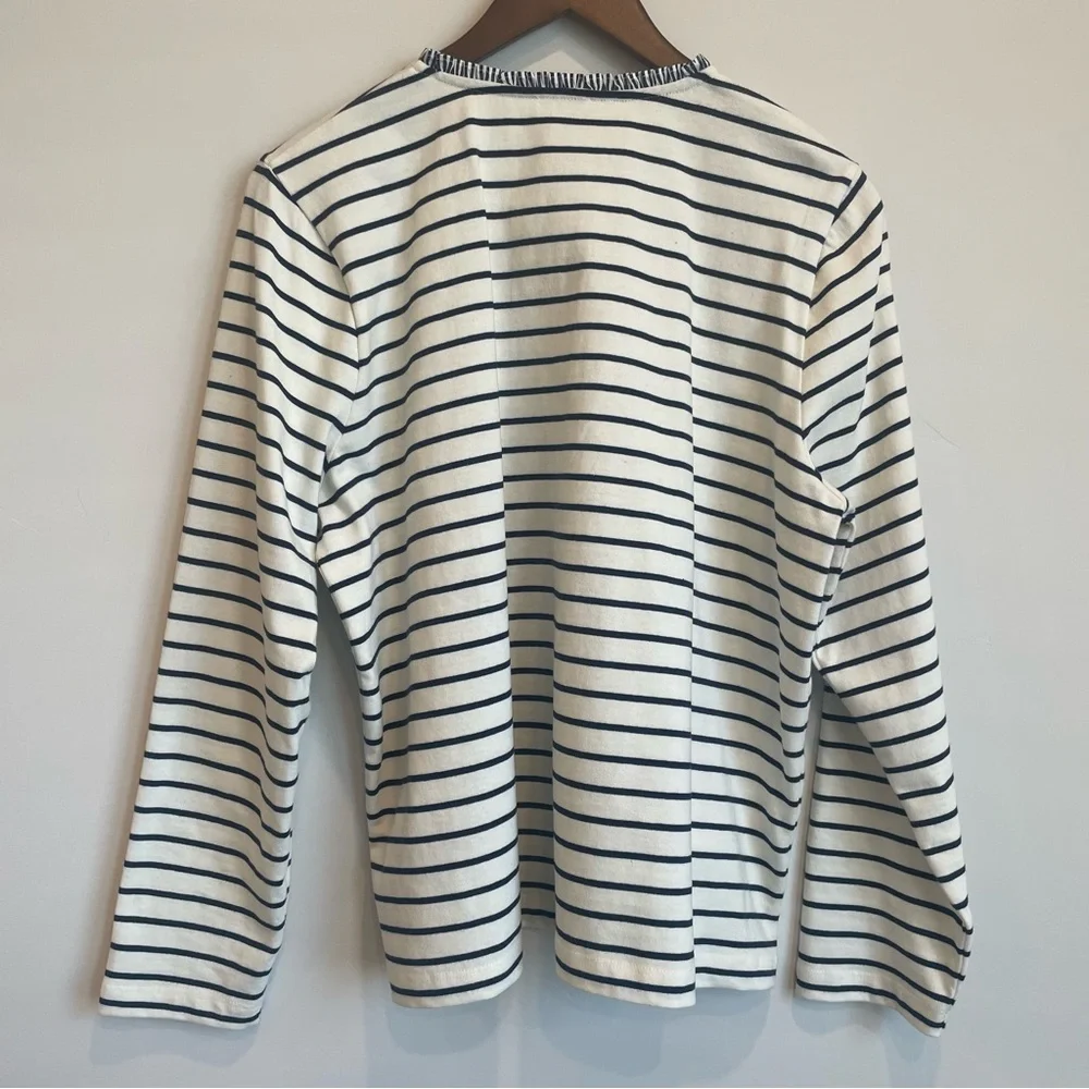 J. Crew Navy and White Striped Long Sleeve Tee - Picture 3 of 7